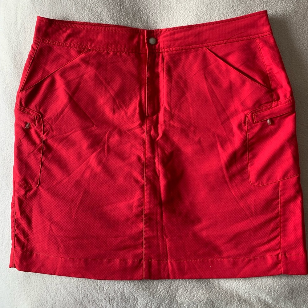 Antigua Desert Dry Golf Skort Red Stretch Pockets Polyester Spandex Size 14